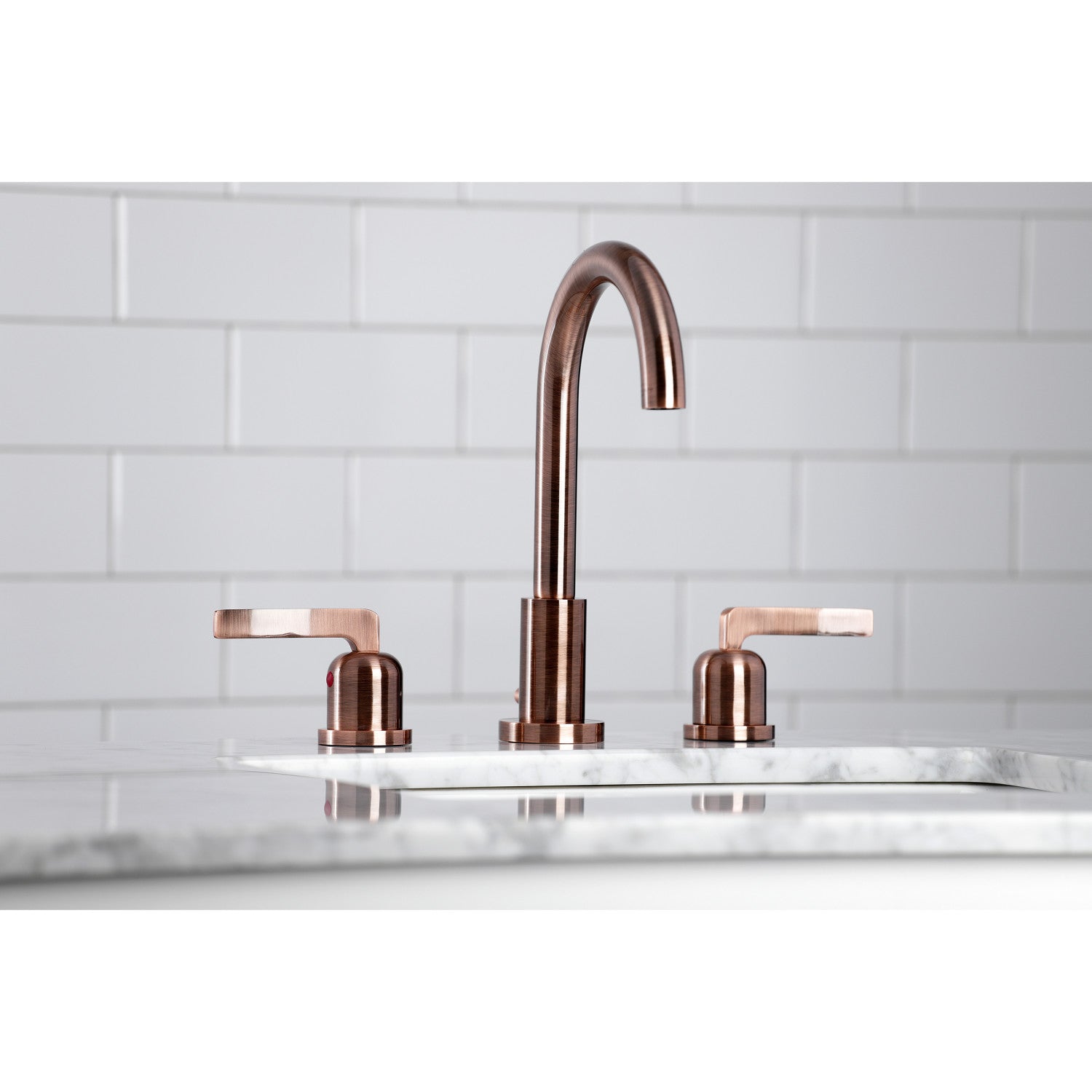 Kingston Sona FSC892EFLAC - Centurion Two-Handle 3-Hole Deck Mount Widespread Bathroom Faucet with Brass Pop-Up, Antique Copper — thumbnail 3